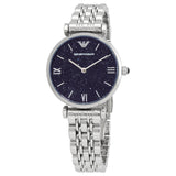 Buy Shop Emporio Armani Gianni T Bar Dark Blue Dial Silver Stainless Steel Watch For Women - AR11091 USA Online