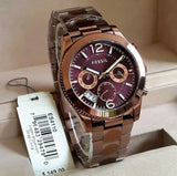 Buy Shop Fossil Perfect Boyfriend Multifunction Maroon Dial Maroon Steel Strap Watch for Women - ES4110 USA Online