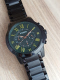 Buy Shop Fossil Grant Sport Chronograph Black Dial Black Steel Strap Watch for Men - FS5374 USA Online