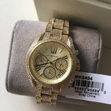 Buy Shop Michael Kors Mini Bradshaw Crystals Gold Dial Gold Steel Strap Watch For Women - MK6494 USA Online