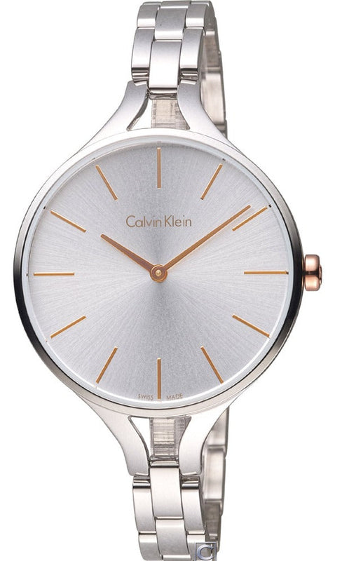 Buy Shop Calvin Klein Graphic Silver Dial Silver Steel Strap Watch for Women - K7E23B46 USA Online