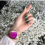 Buy Shop Michael Kors Hartman Quartz Pink Dial Gold Steel Strap Watch For Women - MK3520 USA Online