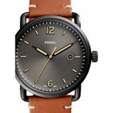 Buy Shop Fossil Commuter Three Hand Date Black Dial Brown Leather Strap Watch for Men - FS5276 USA Online