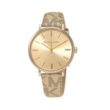 Buy Shop Michael Kors Addyson Quartz Gold Dial Gold Leather Strap Watch for Women - MK2952 USA Online