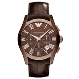 Emporio Armani Valente Classic Brown Dial Brown Leather Strap Watch For Men - AR1609