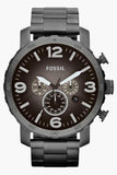Buy Shop Fossil Nate Chronograph Gunmetal Dial Grey Steel Strap Watch for Men - JR1437 USA Online