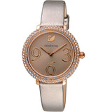 Swarovski Crystal Frost Grey Dial Grey Leather Strap Watch for Women - 5484067