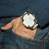 Buy Shop Diesel Badass Chronograph White Dial White Leather Strap Watch For Men - DZ7265 USA Online
