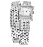 Buy Shop Michael Kors Emery Pave Double Wrap White Dial Silver Steel Strap Watch for Women - MK4834 USA Online
