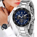 Buy Shop Maserati Competizione Chronograph Blue Dial Silver Steel Strap Watch For Men - R8873600009 USA Online