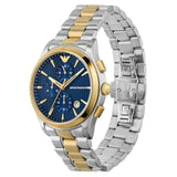 Emporio Armani Paolo Chronograph Blue Dial Two Tone Steel Strap Watch For Men - AR11579