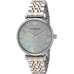 Buy Shop Emporio Armani Gianni T-Bar Mother of Pearl Dial Two Tone Steel Strap Watch For Women - AR1987 USA Online