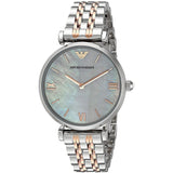 Buy Shop Emporio Armani Gianni T-Bar Mother of Pearl Dial Two Tone Steel Strap Watch For Women - AR1987 USA Online