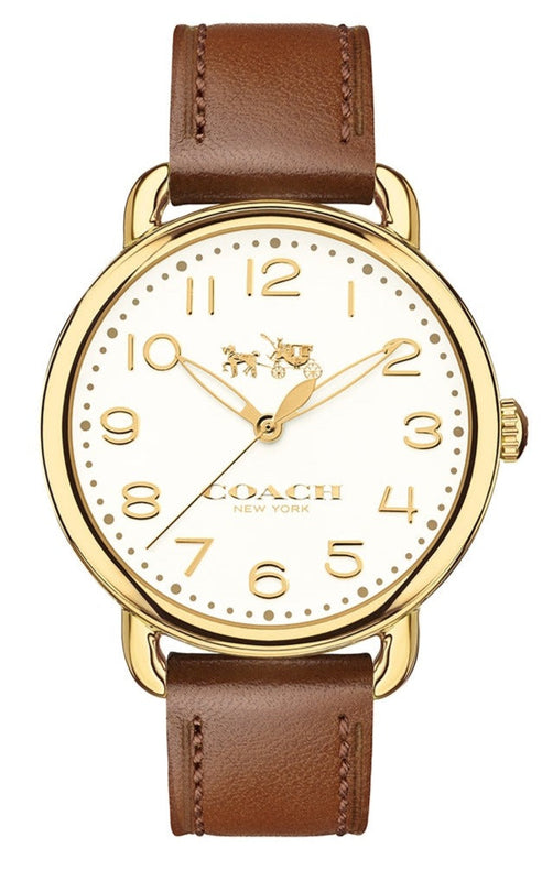Buy Shop Coach Delancey White Dial Brown Leather Strap Watch for Women - 14502715 USA Online