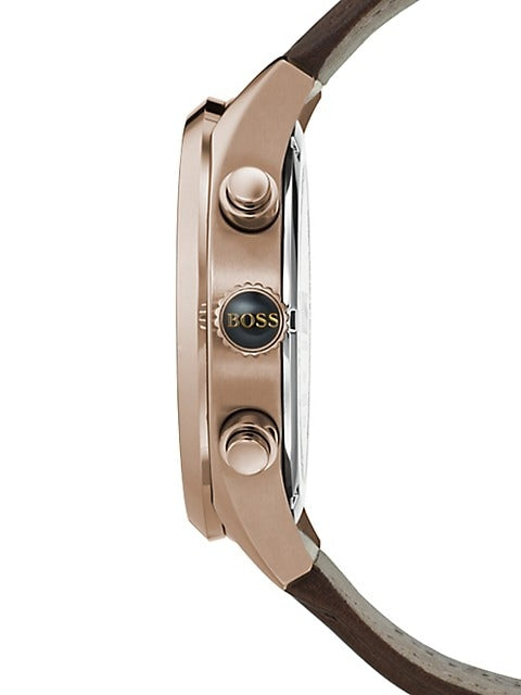 Buy Shop Hugo Boss Grand Prix Blue Dial Brown Leather Strap Watch for Men - 1513604 USA Online