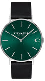 Coach Charles Green Dial Black Leather Strap Watch for Men - 14602436