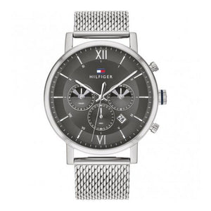 Buy Shop Tommy Hilfiger Evan Grey Dial Silver Mesh Bracelet Watch for Men - 1710396 USA Online