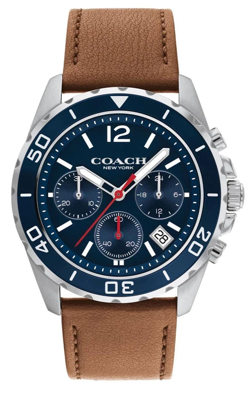 Buy Shop Coach Kent Chronograph Blue Dial Brown Leather Strap Watch for Men - 14602560 USA Online