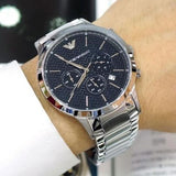 Buy Shop Emporio Armani Renato Chronograph Blue Dial Silver Steel Strap Watch For Men - AR2486 USA Online