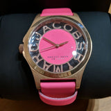 Buy Shop Marc Jacobs Henry Skeleton Pink Dial Pink Leather Strap Watch for Women - MBM1243 USA Online