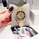 Buy Shop Guess Night Life Diamonds Black Dial Gold Steel Strap Watch for Women - GW0405L2 USA Online