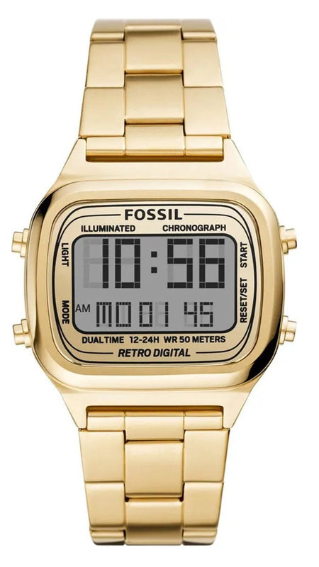 Buy Shop Fossil Retro Digital Gold Dial Gold Steel Strap Watch for Men - FS5843 USA Online