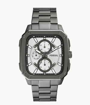 Buy Shop Fossil Inscription Multifunction Silver Dial Grey Steel Strap Watch for Men - BQ2657 USA Online