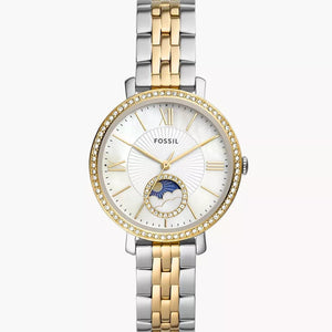 Buy Shop Fossil Jacqueline Analog Moonphase Mother of Pearl White Dial Two Tone Steel Strap Watch for Women - ES5166 USA Online
