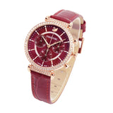 Swarovski Passage Chrono Red Dial Red Leather Strap Watch for Women - 5580345