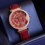 Swarovski Passage Chrono Red Dial Red Leather Strap Watch for Women - 5580345