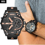 Buy Shop Diesel Mr Daddy 2.0 Chronograph Black Dial Black Leather Strap Watch For Men - DZ7350 USA Online