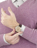Buy Shop Emporio Armani Classic Chronograph Cream Dial Brown Leather Strap Watch For Men - AR1878 USA Online