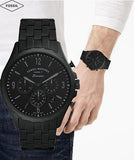 Buy Shop Fossil Forrester Chronograph Black Dial Black Steel Strap Watch for Men - FS5697 USA Online