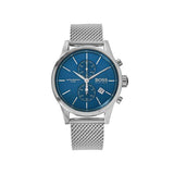 Hugo Boss Jet Blue Dial Silver Mesh Bracelet Watch for Men - 1513441