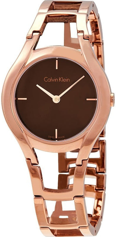 Buy Shop Calvin Klein Class Brown Dial Rose Gold Steel Strap Watch for Women - K6R2362K USA Online