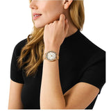 Buy Shop Michael Kors Sage Three-Hand Mother of Pearl White Dial Brown Leather Strap Watch for Women - MK4819 USA Online