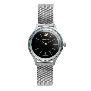 Buy Shop Swarovski Octea Nova Black Dial Silver Mesh Bracelet Watch for Women - 5430420 USA Online