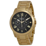Buy Shop Fossil Grant Chronograph Black Dial Gold Steel Strap Watch for Men - FS4815 USA Online