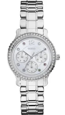 Buy Shop Guess Enchanting Diamonds Silver Dial Silver Steel Strap Watch for Women - W0305L1 USA Online