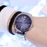 Buy Shop Emporio Armani Renato Blue Dial Silver Steel Strap Watch For Men - AR2472 USA Online
