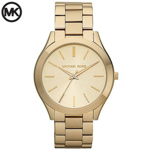 Buy Shop Michael Kors Slim Runway Gold Dial Gold Stainless Steel Strap Watch for Women - MK3179 USA Online