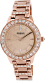 Buy Shop Fossil Jesse Crystal Rose Gold Dial Rose Gold Steel Strap Watch for Women - ES3020 USA Online