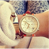 Buy Shop Michael Kors Parker Champagne Dial Orange Leather Strap Watch for Women - MK2279 USA Online