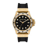 Buy Shop Michael Kors Everest Three-Hand Crystals Black Dial Black Rubber Strap Watch for Women - MK7440 USA Online