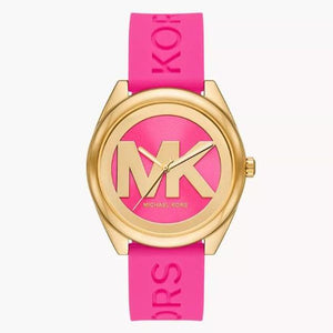 Buy Shop Michael Kors Janelle Quartz Pink Dial Pink Rubber Strap Watch For Women - MK7349 USA Online