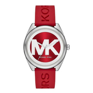 Buy Shop Michael Kors Janelle Three Hand Red Dial Red Rubber Strap Watch For Women - MK7144 USA Online