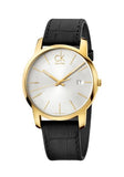Buy Shop Calvin Klein City Mother of Pearl White Dial Black Leather Strap Watch for Men - K2G2G5C6 USA Online