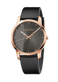 Buy Shop Calvin Klein City Quartz Grey Dial Black Leather Strap Watch for Men - K2G2G6C3 USA Online