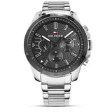Buy Shop Tommy Hilfiger Iconic Quartz Black Dial Silver Steel Strap Watch for Men - 1791564 USA Online