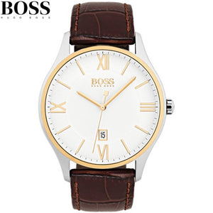 Buy Shop Hugo Boss Classic White Dial Brown Leather Strap Watch for Men - 1513486 USA Online